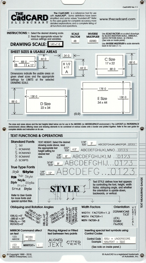 Cad Text Size Chart